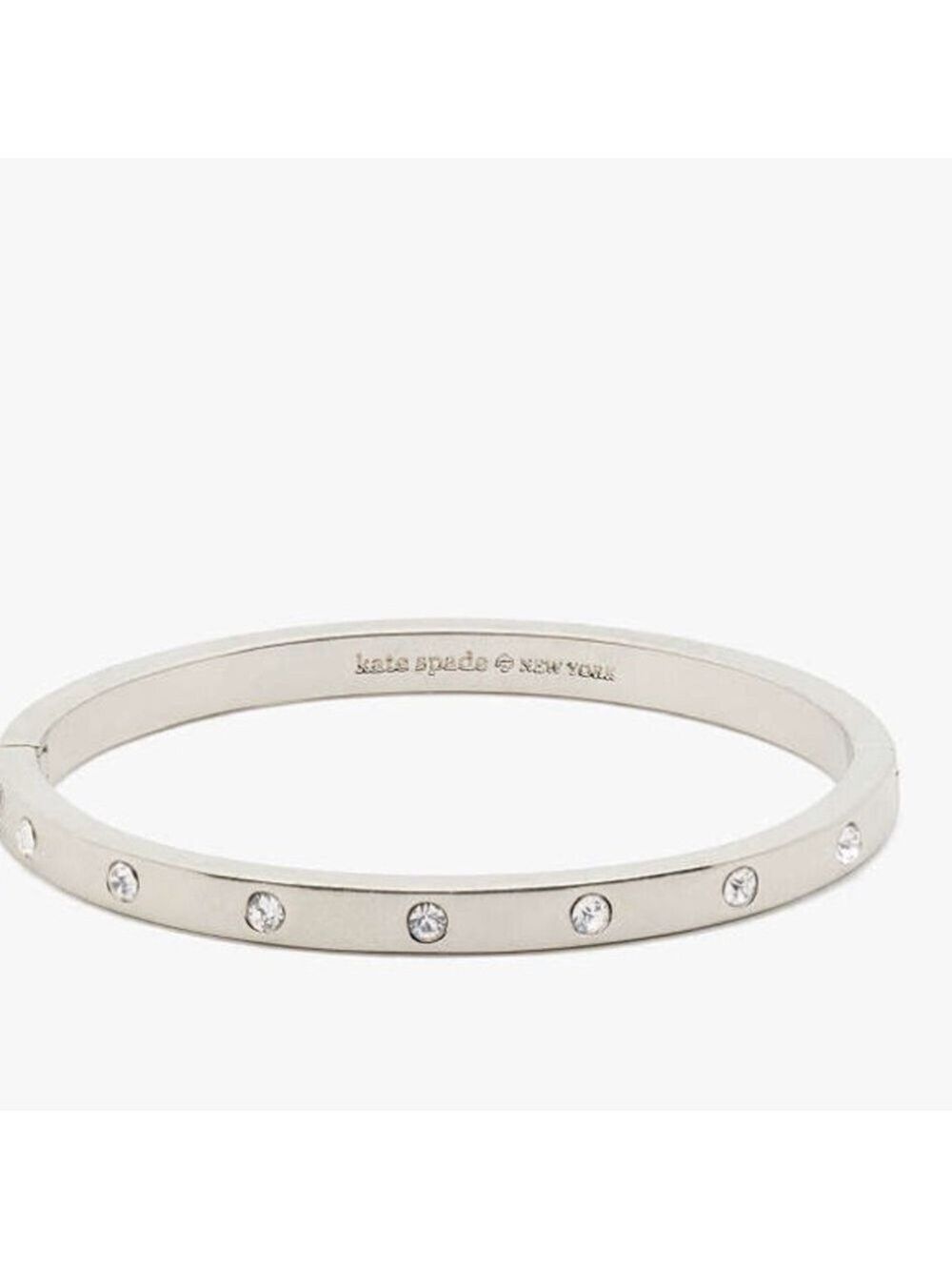 Kate Spade Set in Stone Hinged Silver Bangle - Picture 3 of 8